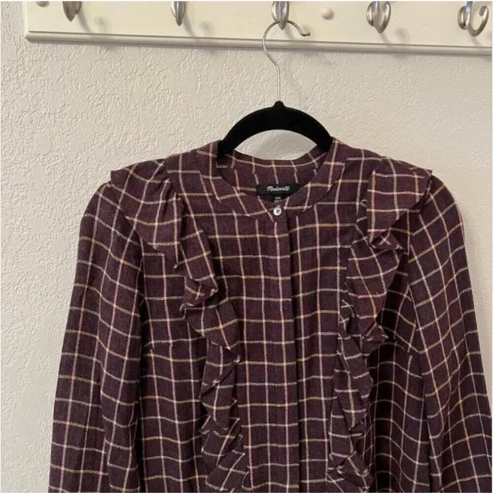 Madewell Plaid Ruffle Front Top - Picture 3 of 8